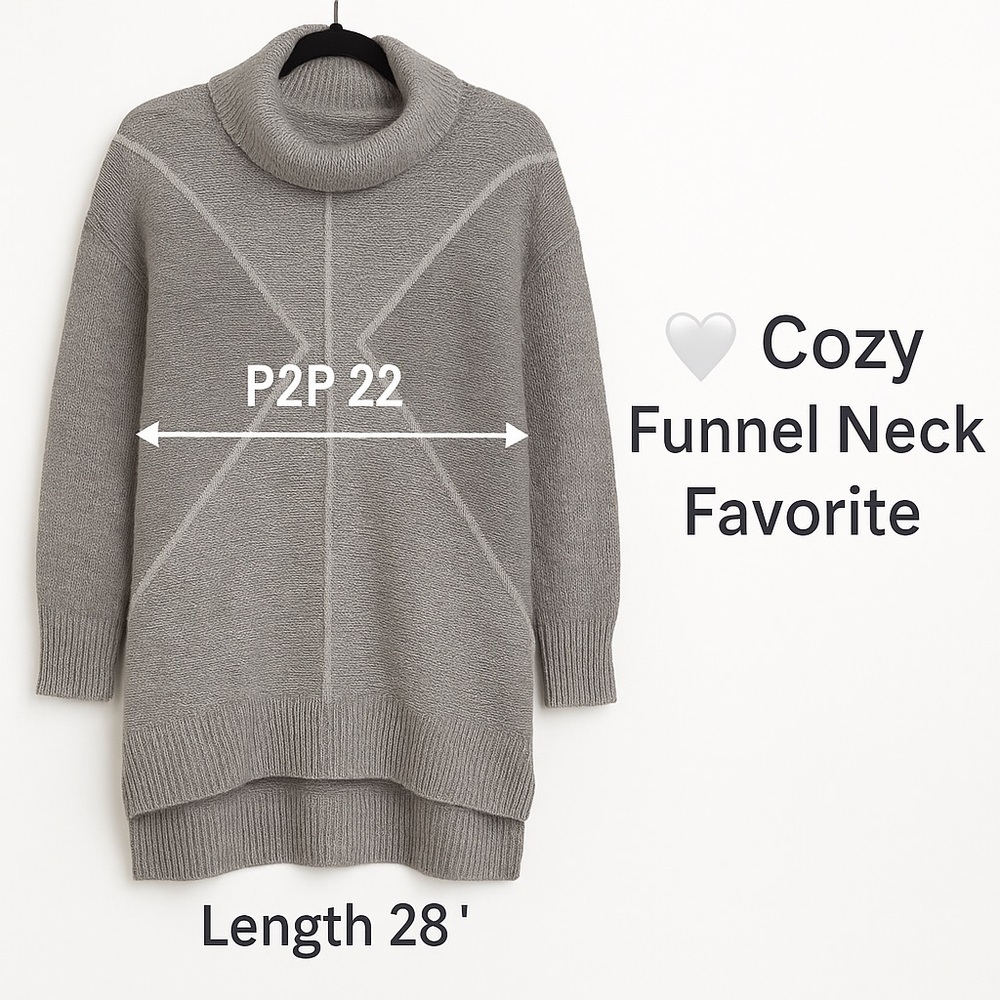 Simply Vera Vera Wang Gray Funnel Neck Sweater M/L 🤍 Cozy Knit Favorite